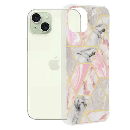 Futrola za Apple iPhone 15 Plus, Techsuit, Marble, Roze