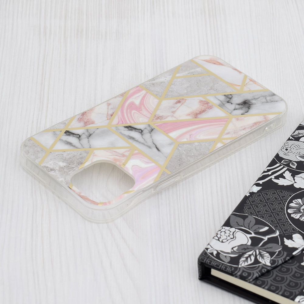 Futrola za Apple iPhone 15 Plus, Techsuit, Marble, Roze