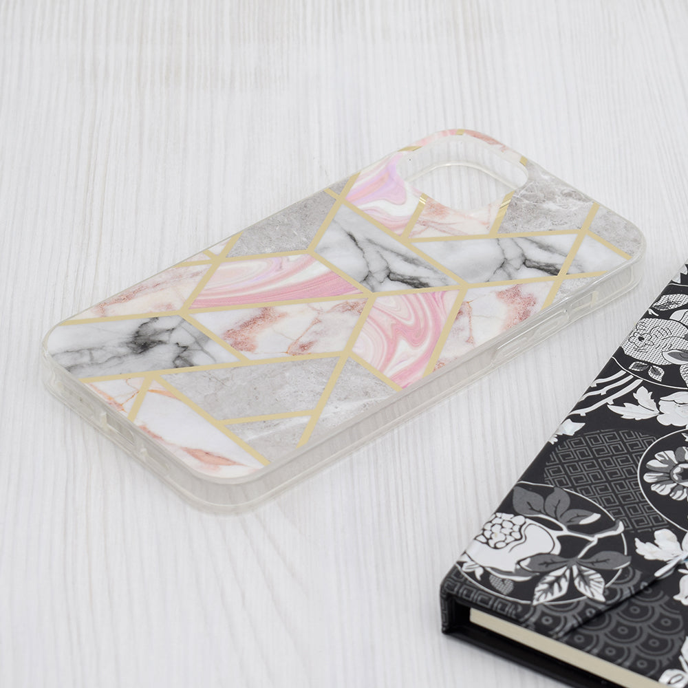Futrola za Apple iPhone 15 Plus, Techsuit, Marble, Roze