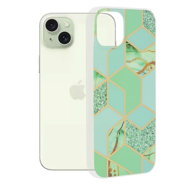 Futrola za Apple iPhone 15 Plus, Techsuit, Marble, Zelena