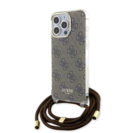 Futrola za Apple iPhone 15 Pro, Guess, Crossbody Cord 4G Print, Braon