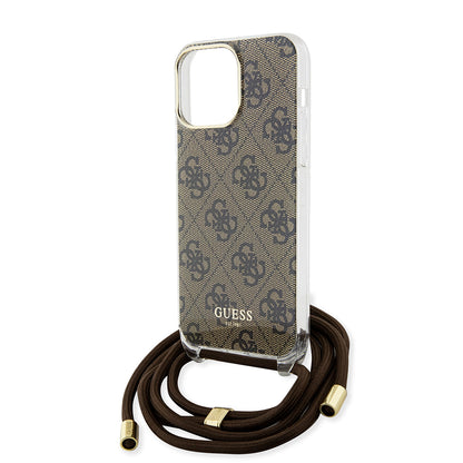 Futrola za Apple iPhone 15 Pro, Guess, Crossbody Cord 4G Print, Braon