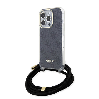 Futrola za Apple iPhone 15 Pro, Guess, Crossbody Cord 4G Print, Crna