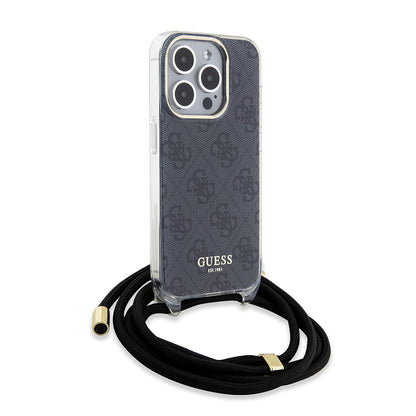 Futrola za Apple iPhone 15 Pro, Guess, Crossbody Cord 4G Print, Crna