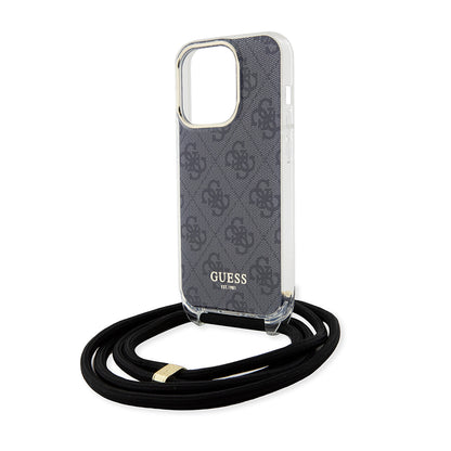Futrola za Apple iPhone 15 Pro, Guess, Crossbody Cord 4G Print, Crna
