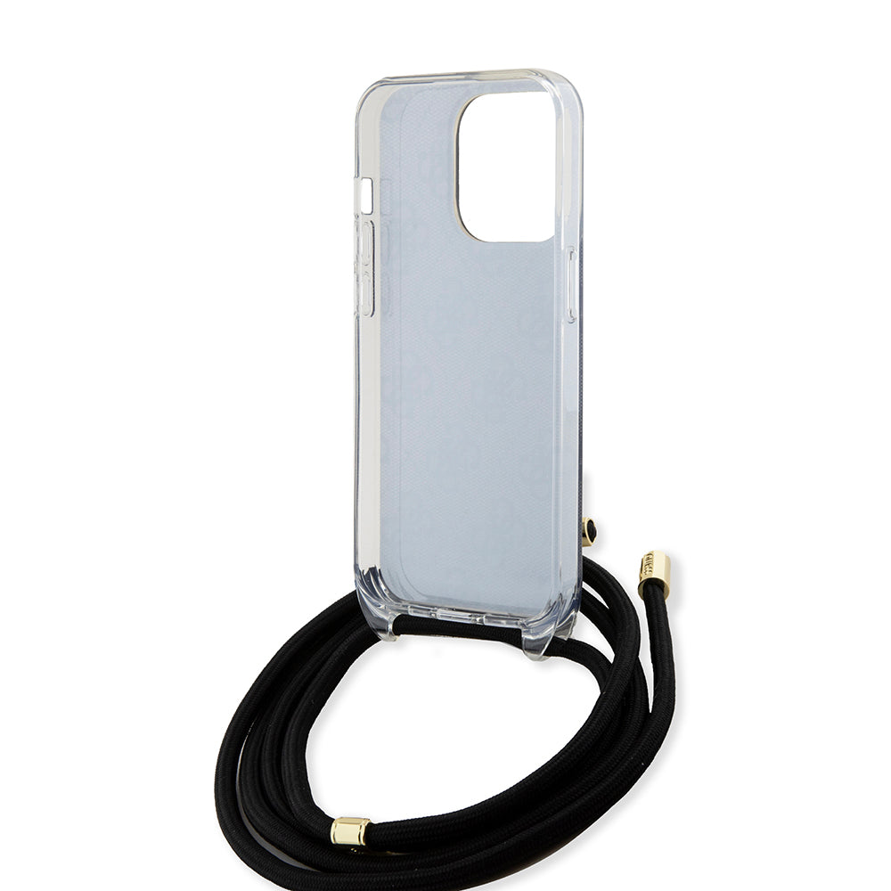 Futrola za Apple iPhone 15 Pro, Guess, Crossbody Cord 4G Print, Crna