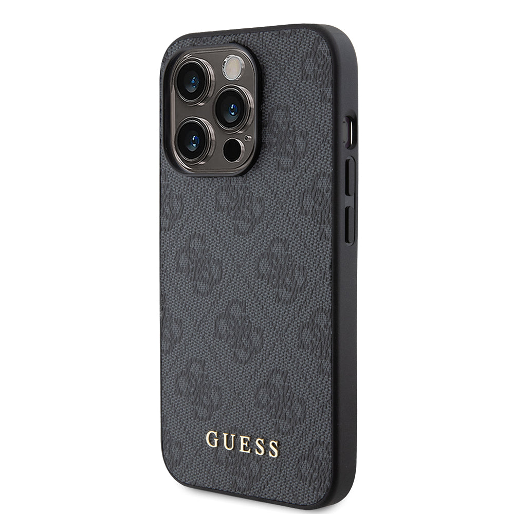Futrola za Apple iPhone 15 Pro, Guess, 4G Metal Gold Logo, Siva