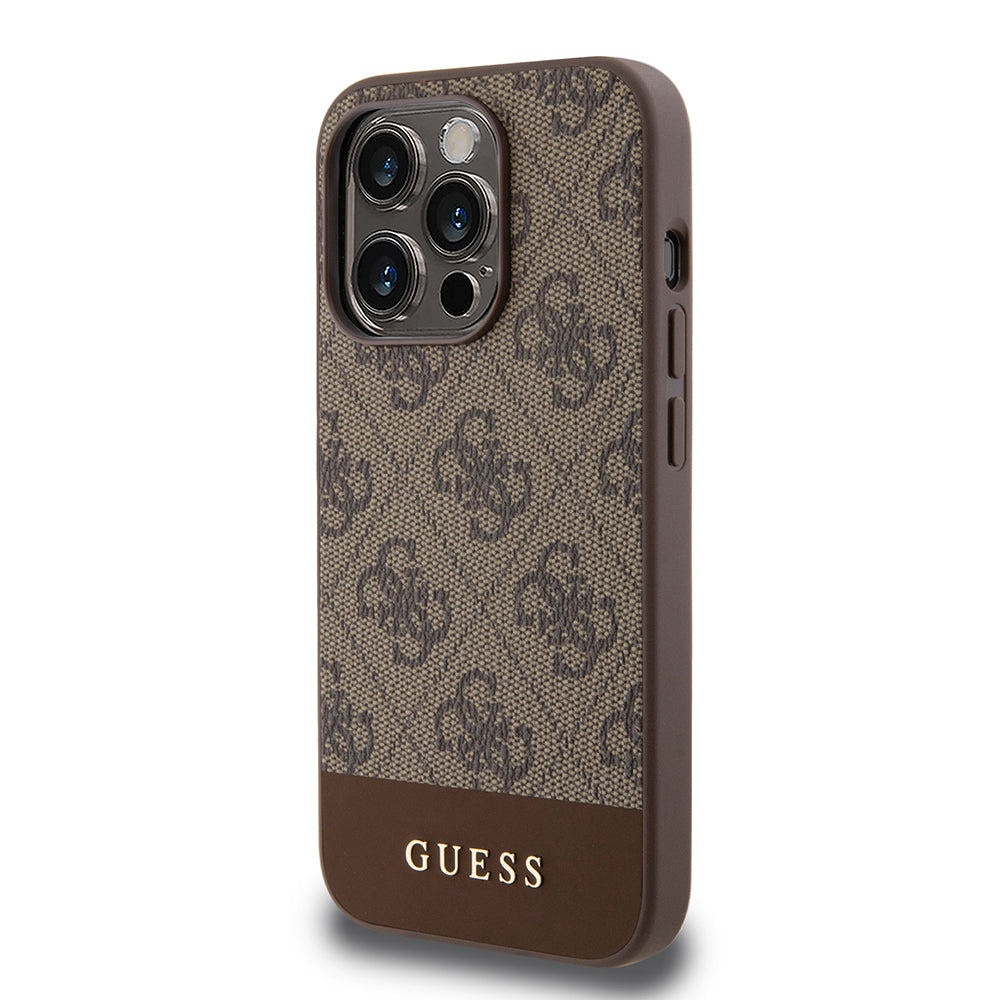 Futrola za Apple iPhone 15 Pro, Guess, 4G Stripe, Braon