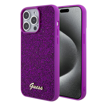 Futrola za Apple iPhone 15 Pro, Guess, Disco Metal Script, Fuksija
