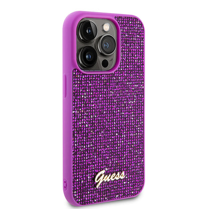 Futrola za Apple iPhone 15 Pro, Guess, Disco Metal Script, Fuksija