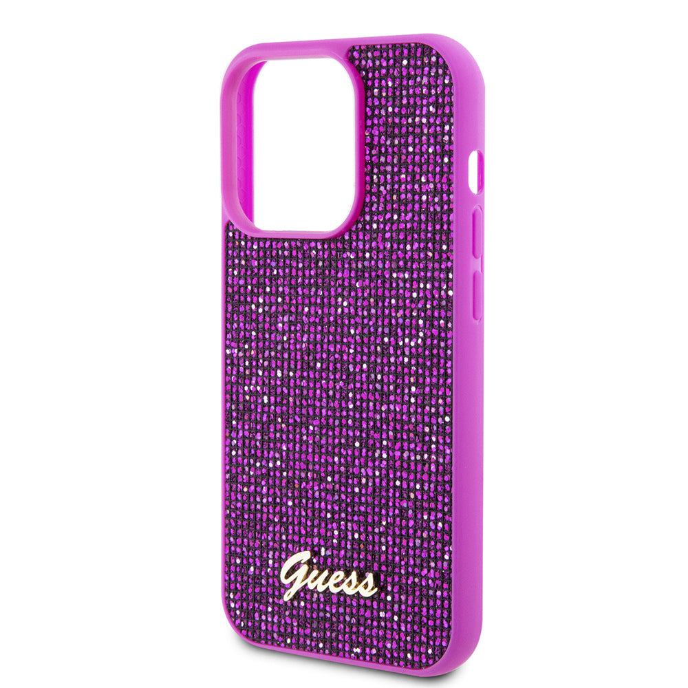 Futrola za Apple iPhone 15 Pro, Guess, Disco Metal Script, Fuksija