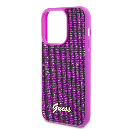Futrola za Apple iPhone 15 Pro, Guess, Disco Metal Script, Fuksija