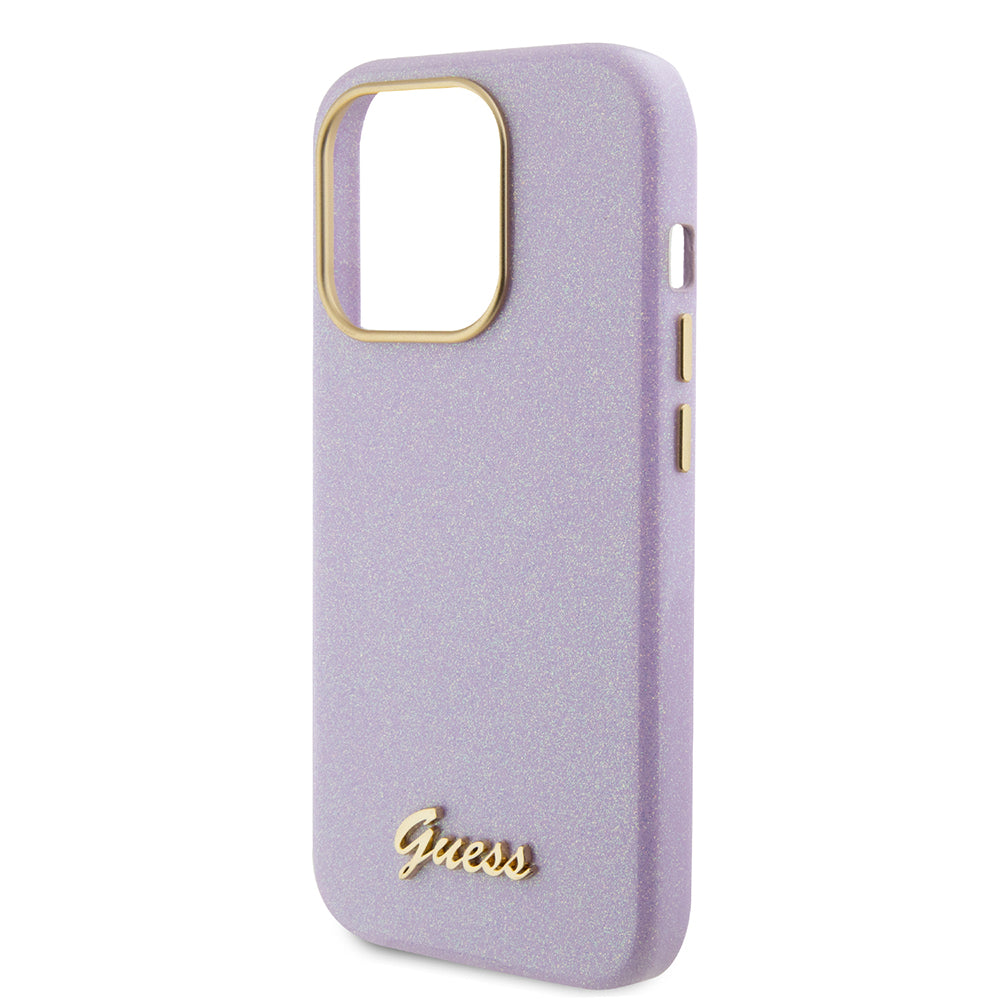 Futrola za Apple iPhone 15 Pro, Guess, Glitter Glossy Script, Svetlo Ljubičasta