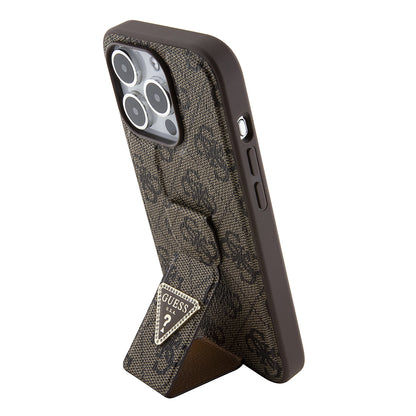 Futrola za Apple iPhone 15 Pro, Guess, Grip Stand 4G Triangle Strass, Braon