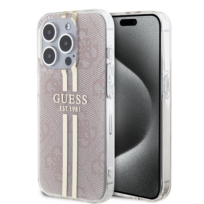 Futrola za Apple iPhone 15 Pro, Guess, IML 4G Gold Stripe, Roze