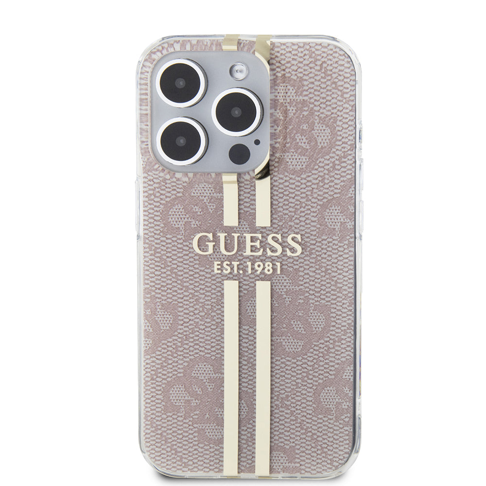 Futrola za Apple iPhone 15 Pro, Guess, IML 4G Gold Stripe, Roze