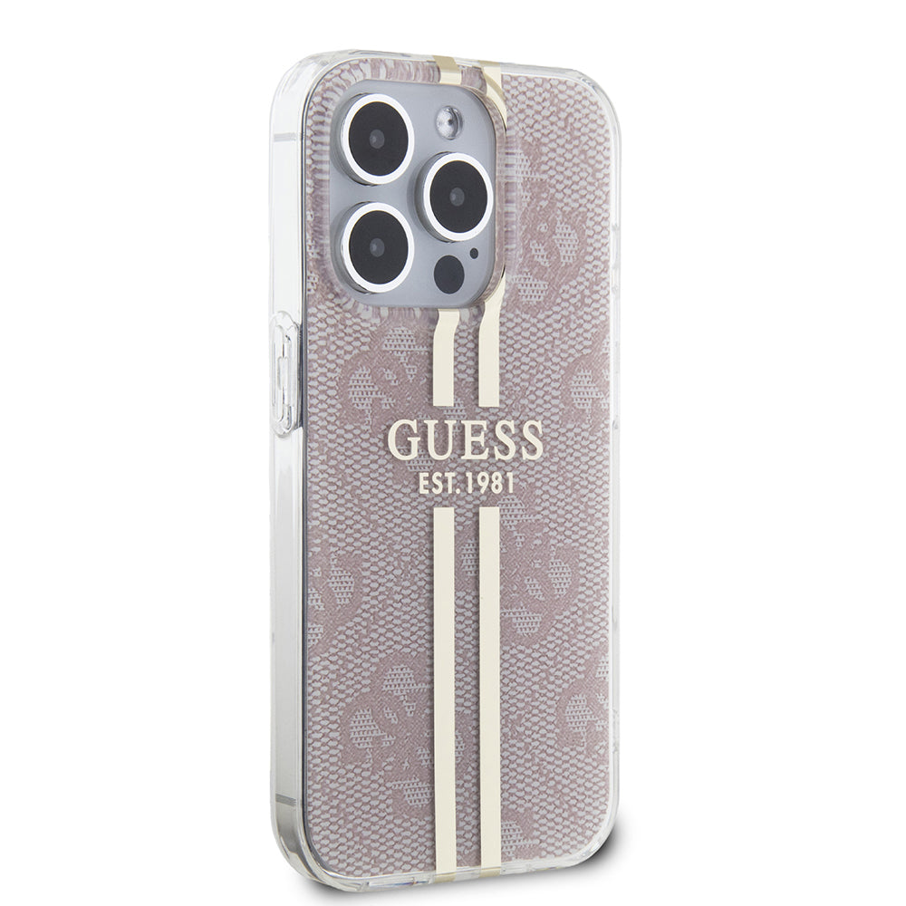 Futrola za Apple iPhone 15 Pro, Guess, IML 4G Gold Stripe, Roze