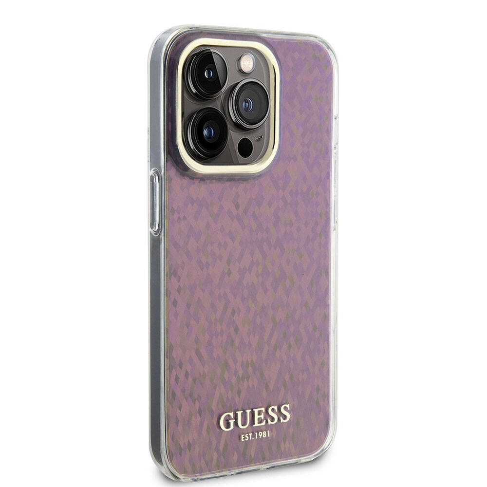 Futrola za Apple iPhone 15 Pro, Guess, IML Faceted Mirror Disco Iridescent, Roze