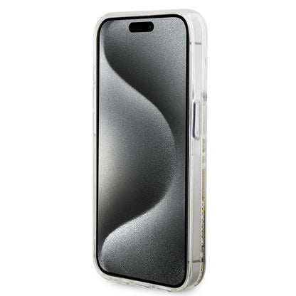 Futrola za Apple iPhone 15 Pro, Guess, Liquid Glitter Gold Stripes, Transparentna