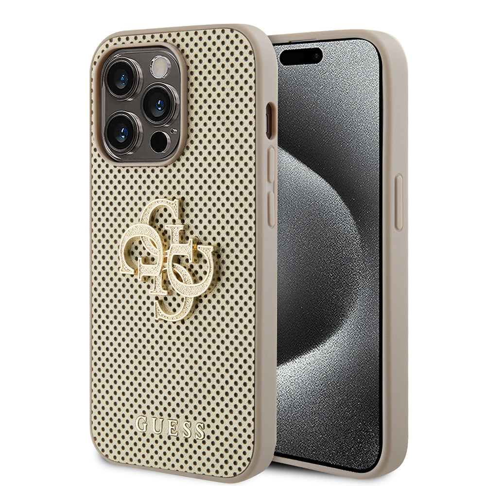Futrola za Apple iPhone 15 Pro, Guess, Perforated 4G, Zlatna