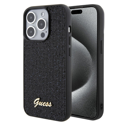 Futrola za Apple iPhone 15 Pro, Guess, PU Square Mirror Script Logo, Crna GUHCP15LPMSDGSK