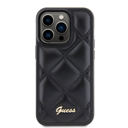 Futrola za Apple iPhone 15 Pro, Guess, Quilted Metal Logo, Crna