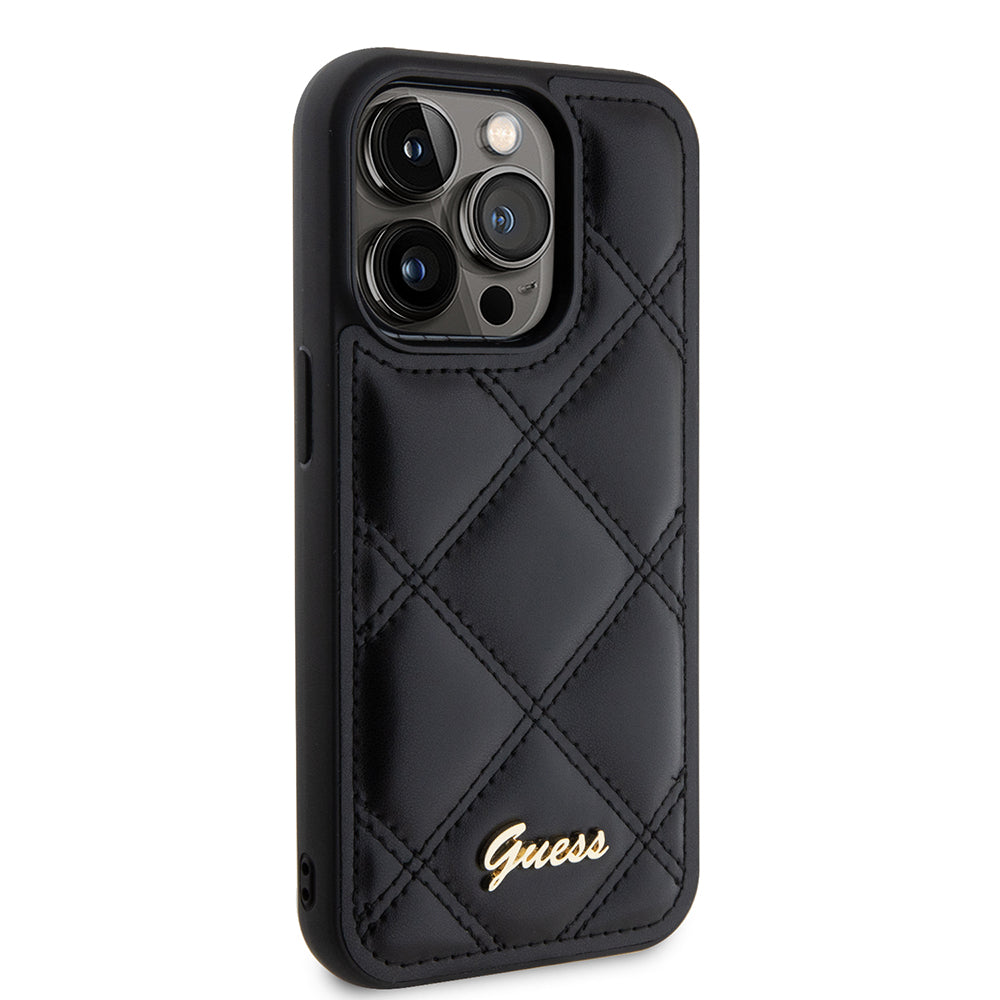 Futrola za Apple iPhone 15 Pro, Guess, Quilted Metal Logo, Crna