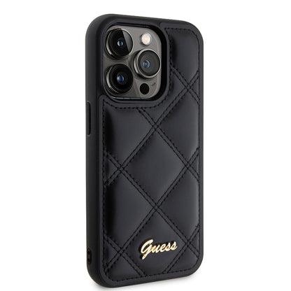 Futrola za Apple iPhone 15 Pro, Guess, Quilted Metal Logo, Crna