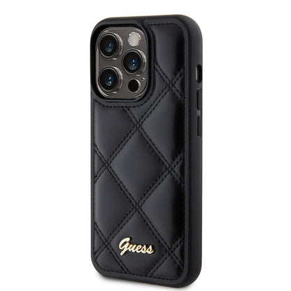 Futrola za Apple iPhone 15 Pro, Guess, Quilted Metal Logo, Crna