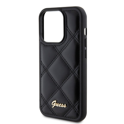 Futrola za Apple iPhone 15 Pro, Guess, Quilted Metal Logo, Crna