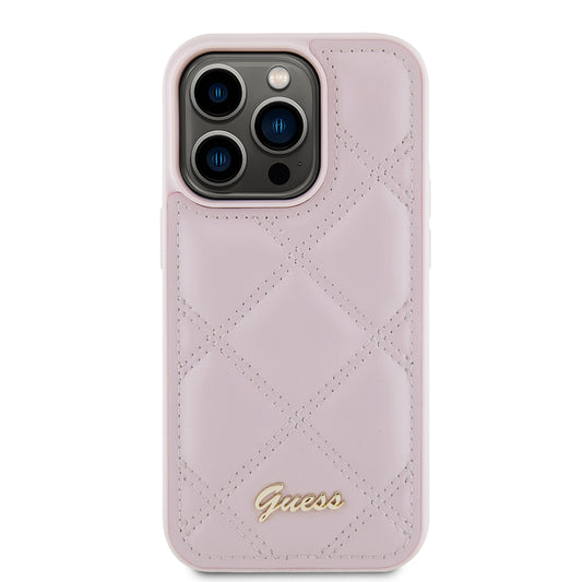 Futrola za Apple iPhone 15 Pro, Guess, Quilted Metal Logo, Roze