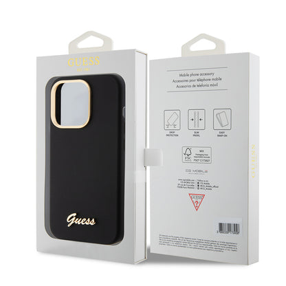 Futrola za Apple iPhone 15 Pro, Guess, Script Metal Logo & Frame, Crna