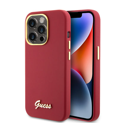 Futrola za Apple iPhone 15 Pro, Guess, Script Metal Logo & Frame, Roza