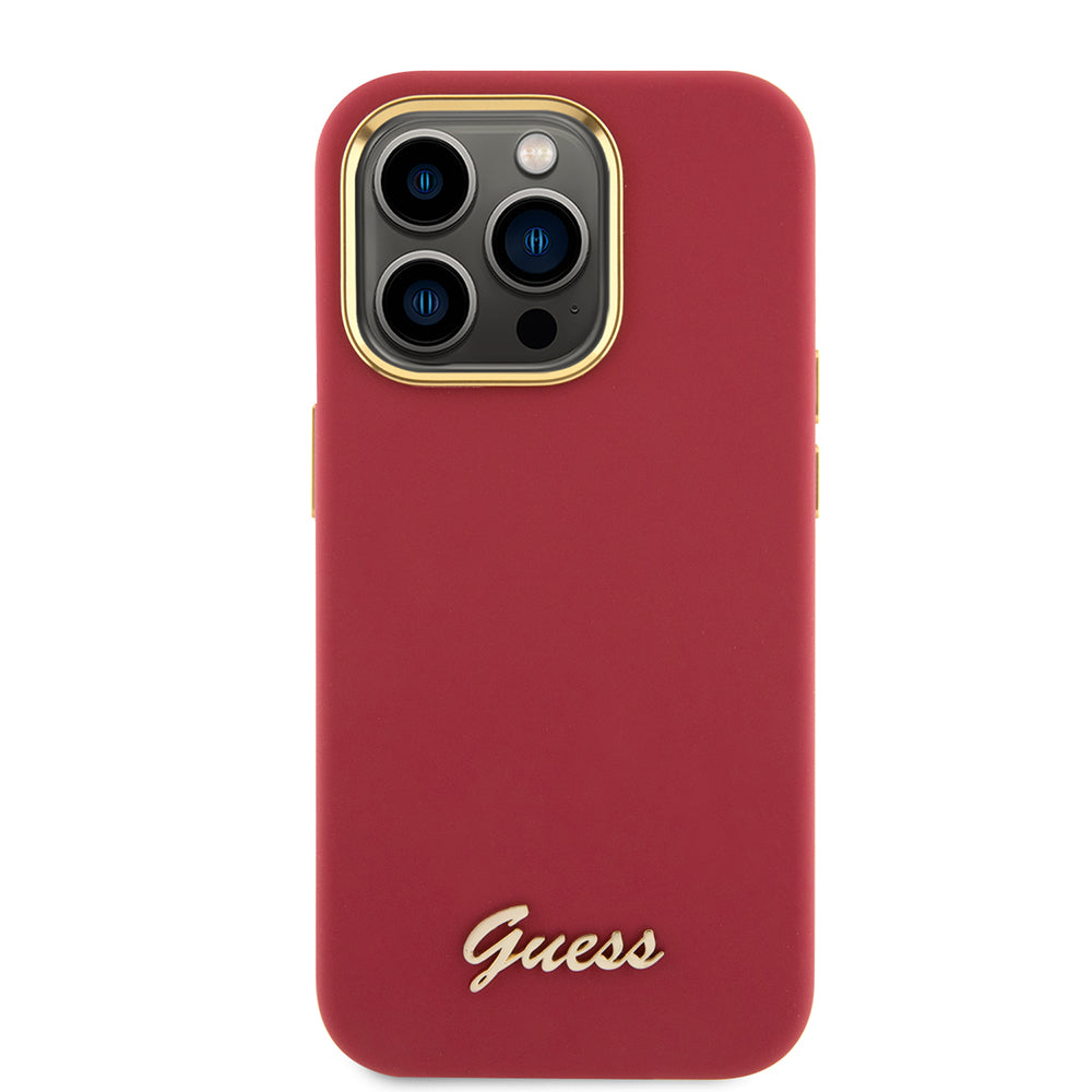 Futrola za Apple iPhone 15 Pro, Guess, Script Metal Logo & Frame, Roza