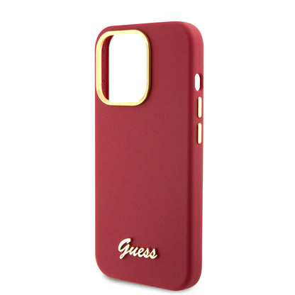 Futrola za Apple iPhone 15 Pro, Guess, Script Metal Logo & Frame, Roza
