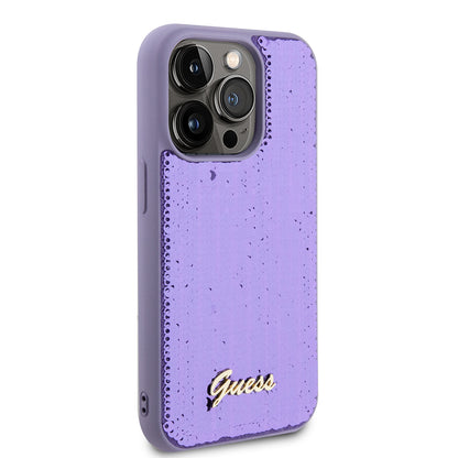 Futrola za Apple iPhone 15 Pro, Guess, Sequin Script Metal, Ljubičasta