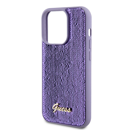 Futrola za Apple iPhone 15 Pro, Guess, Sequin Script Metal, Ljubičasta