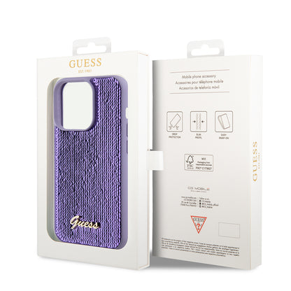 Futrola za Apple iPhone 15 Pro, Guess, Sequin Script Metal, Ljubičasta