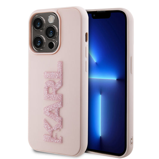 Futrola za Apple iPhone 15 Pro, Karl Lagerfeld, 3D Rubber Glitter Logo Karl, Roze