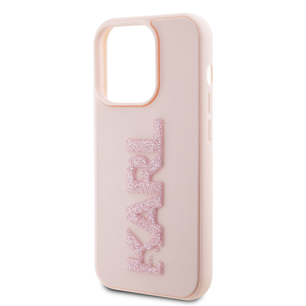 Futrola za Apple iPhone 15 Pro, Karl Lagerfeld, 3D Rubber Glitter Logo Karl, Roze
