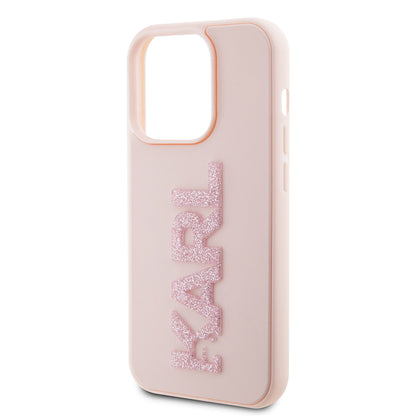 Futrola za Apple iPhone 15 Pro, Karl Lagerfeld, 3D Rubber Glitter Logo Karl, Roze