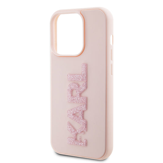 Futrola za Apple iPhone 15 Pro, Karl Lagerfeld, 3D Rubber Glitter Logo Karl, Roze