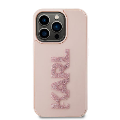 Futrola za Apple iPhone 15 Pro, Karl Lagerfeld, 3D Rubber Glitter Logo Karl, Roze