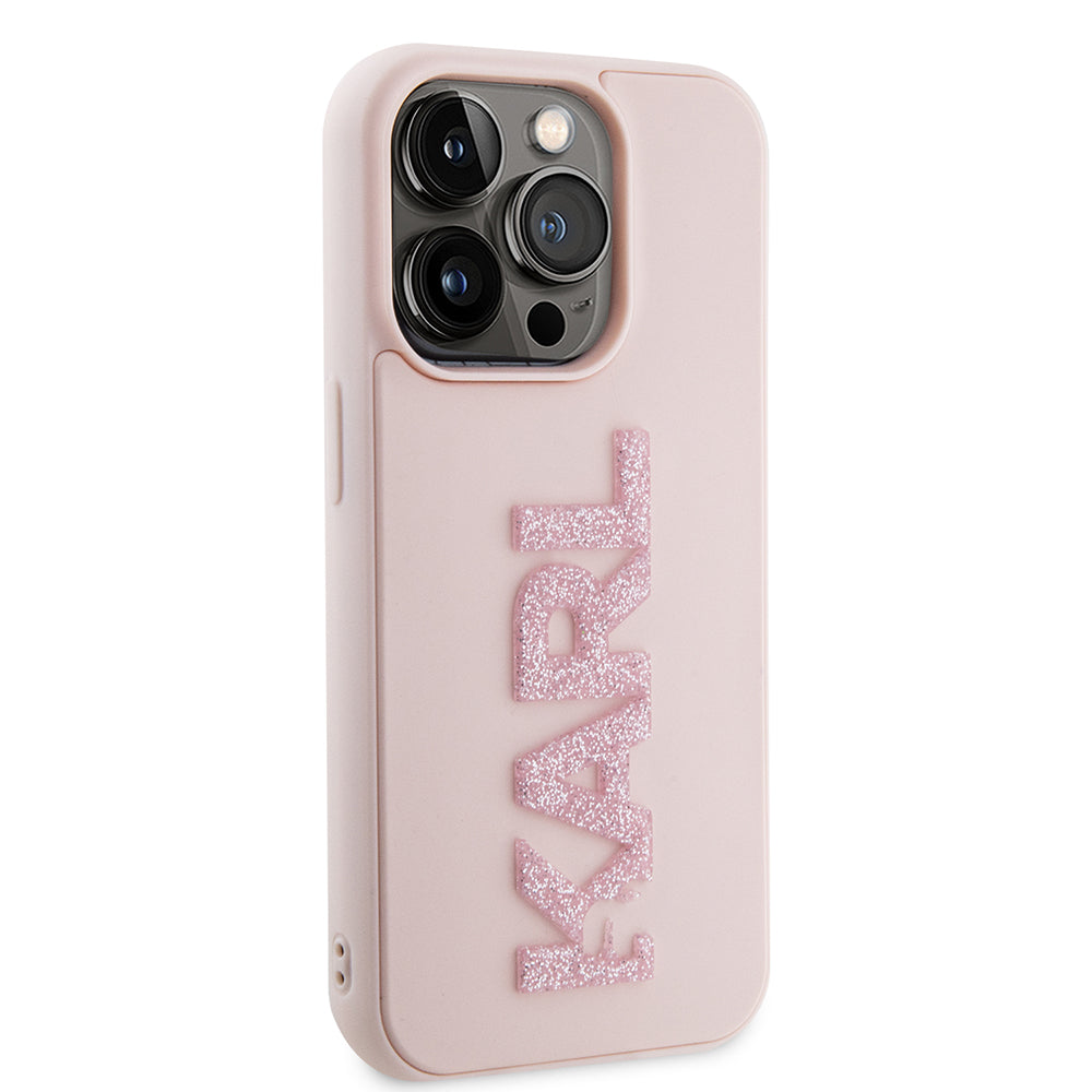 Futrola za Apple iPhone 15 Pro, Karl Lagerfeld, 3D Rubber Glitter Logo Karl, Roze