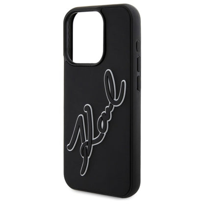 Futrola za Apple iPhone 15 Pro, Karl Lagerfeld, 3D Rubber Signature, Crna
