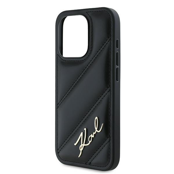 Futrola za Apple iPhone 15 Pro, Karl Lagerfeld, Diagonal Quilted Script, Crna