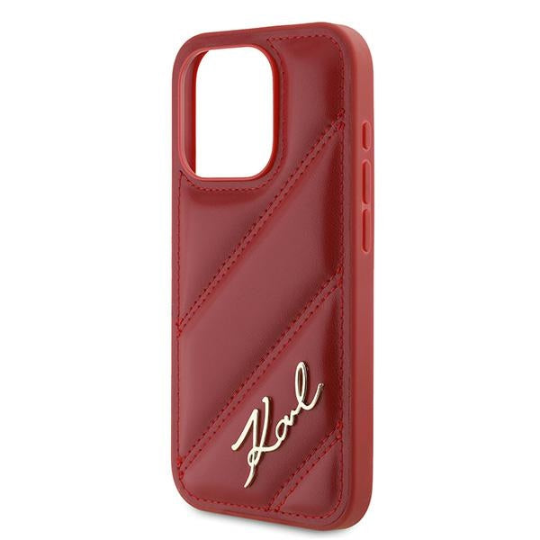 Futrola za Apple iPhone 15 Pro, Karl Lagerfeld, Diagonal Quilted Script, Rozi