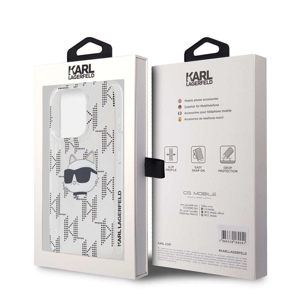 Futrola za Apple iPhone 15 Pro, Karl Lagerfeld, IML Electroplated Choupette Head, Transparentna