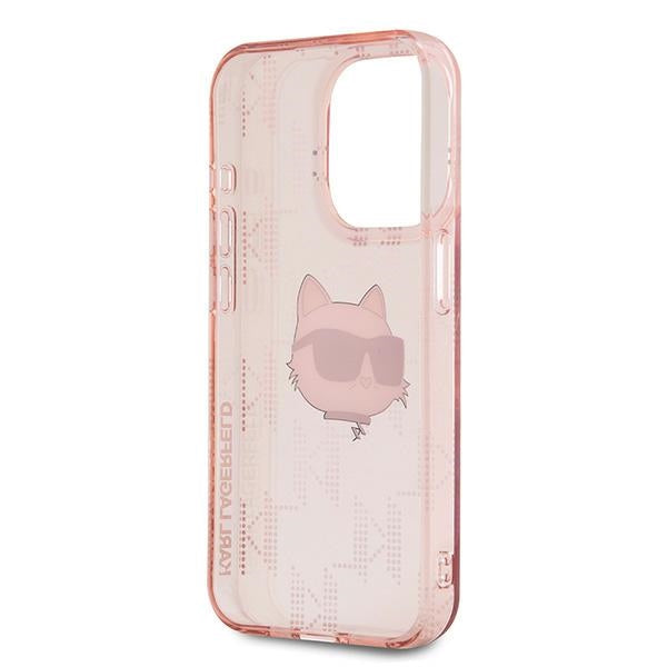 Futrola za Apple iPhone 15 Pro, Karl Lagerfeld, IML Luxury Monogram Choupette's Head, Roze