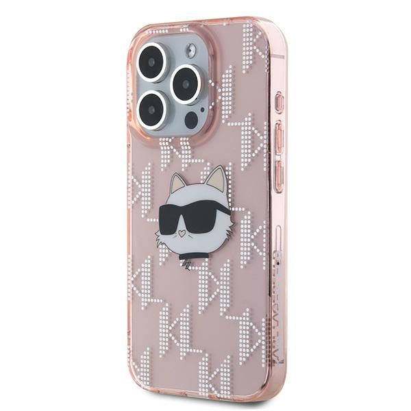 Futrola za Apple iPhone 15 Pro, Karl Lagerfeld, IML Luxury Monogram Choupette's Head, Roze